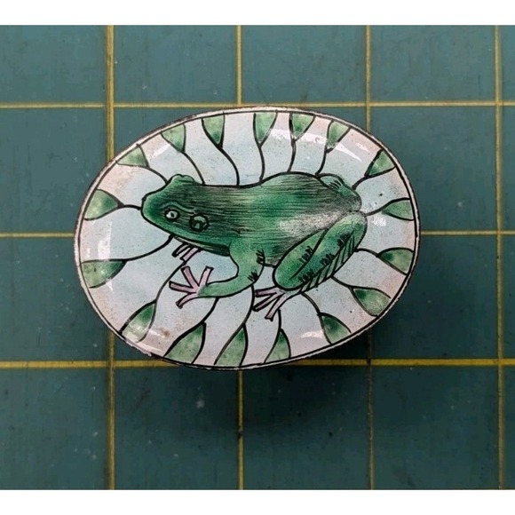 Other - Frog Trinket Dish Container with Lid 2.5" X 1.5" Glass Oval 2 Piece